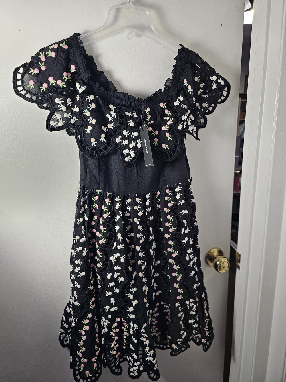 LOVE SAM NWT Ava Keepsake Rose Embroidered Beaded Mini Dress - XS -